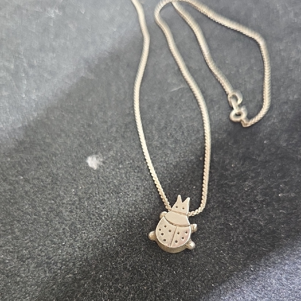Ladybug Pendant Necklace in Silver